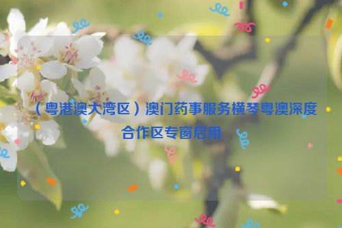 （粤港澳大湾区）澳门药事服务横琴粤澳深度合作区专窗启用