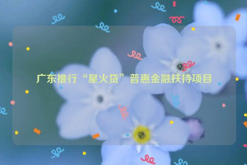 广东推行“星火贷”普惠金融扶持项目