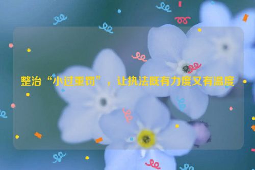 整治“小过重罚”，让执法既有力度又有温度