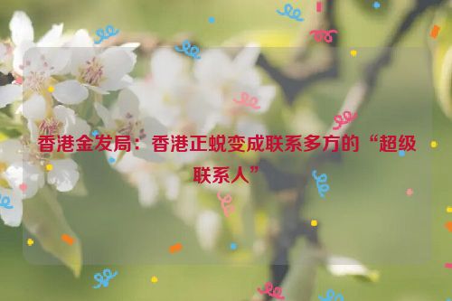 香港金发局：香港正蜕变成联系多方的“超级联系人”