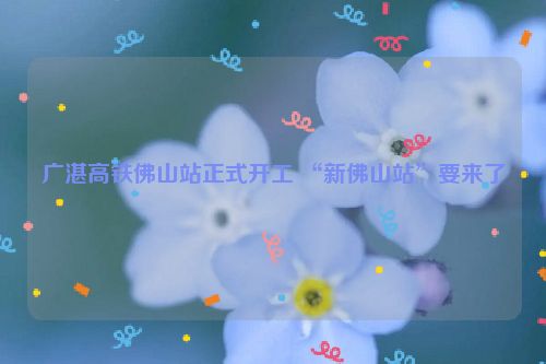 广湛高铁佛山站正式开工 “新佛山站”要来了