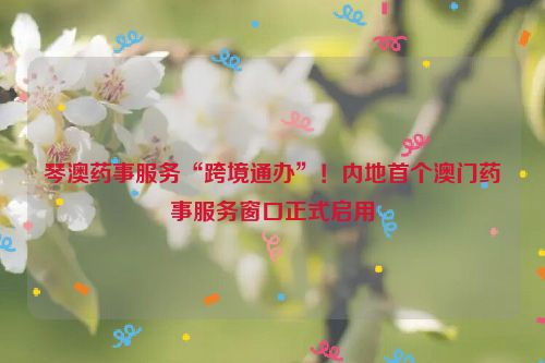 琴澳药事服务“跨境通办”！内地首个澳门药事服务窗口正式启用
