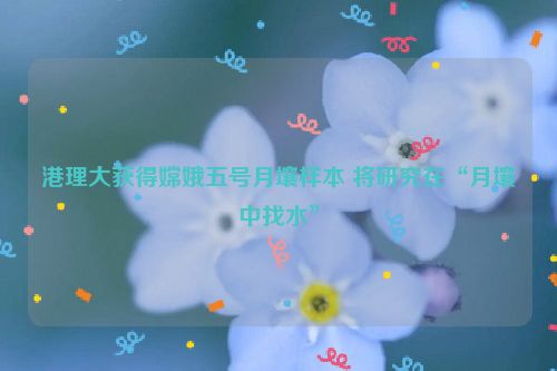 港理大获得嫦娥五号月壤样本 将研究在“月壤中找水”