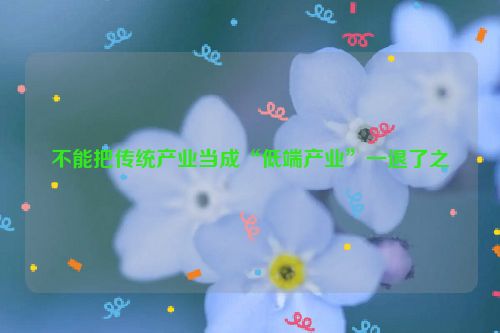 不能把传统产业当成“低端产业”一退了之