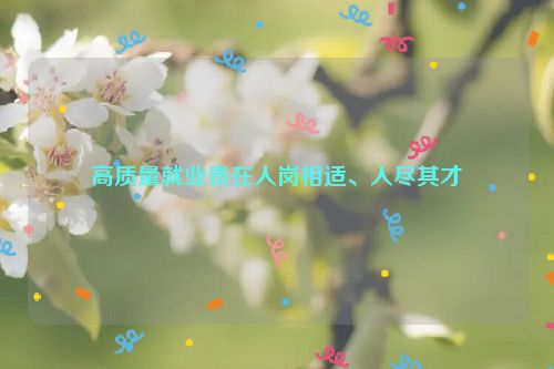 高质量就业贵在人岗相适、人尽其才