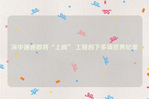 深中通道即将“上岗” 工程创下多项世界纪录