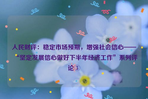 人民财评：稳定市场预期，增强社会信心——“坚定发展信心做好下半年经济工作”系列评论③