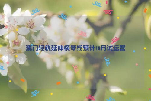 澳门轻轨延伸横琴线预计10月试运营