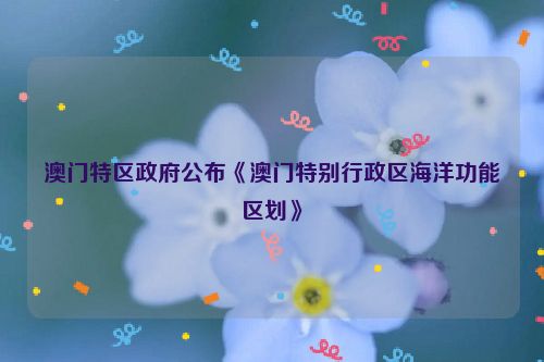 澳门特区政府公布《澳门特别行政区海洋功能区划》